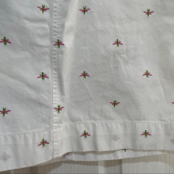 𝅺LILLY Pulitzer Snappy Mini Skirt White Dragonfly Cotton Size 6 Small EUC - Picture 3 of 7
